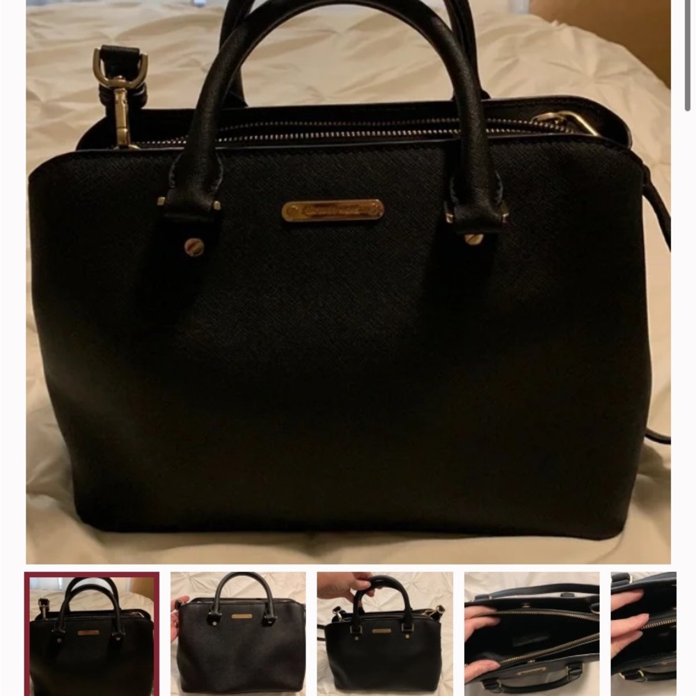 Michael Kors Crossbody and or handled bag black with gold accent